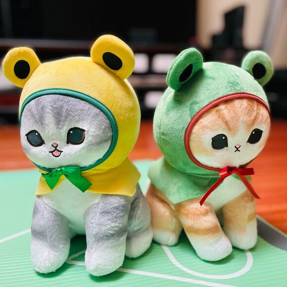 NWT Authentic Mofusand Yellow & Green Frog Mofusand Set of 2 Plushies 11” - Picture 2 of 5